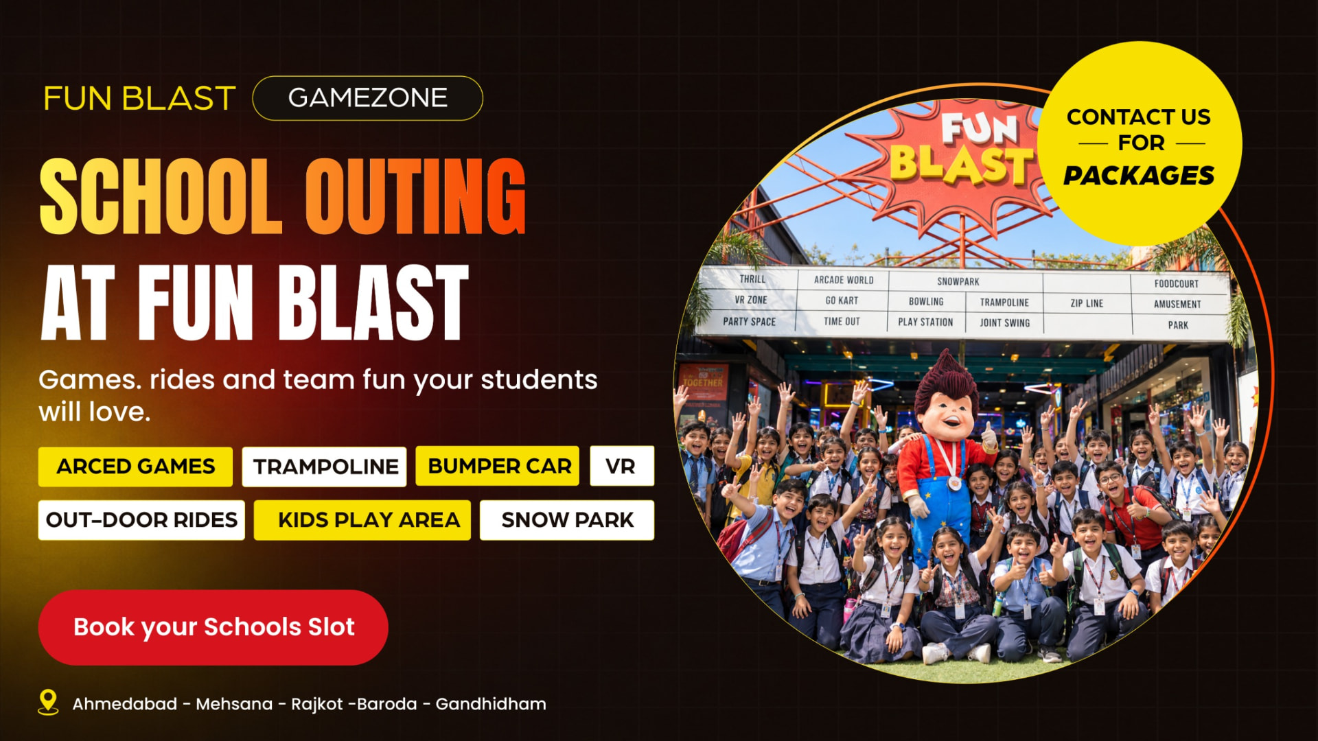 School outing at FunBlast — book your school's slot